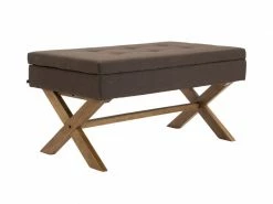 Banquette Namaro En Tissu Avec Espace De Rangement Pieds Bois De Caoutchouc , Marron/antique Clair