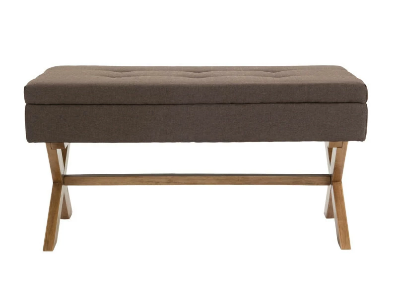 Banquette Namaro En Tissu Avec Espace De Rangement Pieds Bois De Caoutchouc , Marron/antique Clair 4 Banquette Namaro En Tissu Avec Espace De Rangement Pieds Bois De Caoutchouc , Marron/antique Clair – Image 2