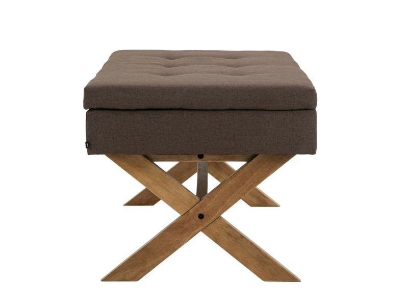 Banquette Namaro En Tissu Avec Espace De Rangement Pieds Bois De Caoutchouc , Marron/antique Clair 5 Banquette Namaro En Tissu Avec Espace De Rangement Pieds Bois De Caoutchouc , Marron/antique Clair – Image 3