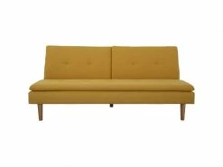 GPASPLUS Banquette Convertible 2 Places En Bois - Tissu Jaune - L 189 X P 105 X H 86 Cm - Eliana