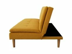 GPASPLUS Banquette Convertible 2 Places En Bois - Tissu Jaune - L 189 X P 105 X H 86 Cm - Eliana -Banquette Soldes Magasin G CNF A28006122 E