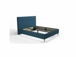GPASPLUS Hylkio Lit Adulte 160x200 Cm Avec Tete De Lit - Tissu Bleu Marine -Banquette Soldes Magasin G CNF A43602075 E
