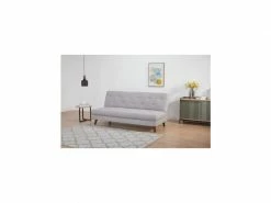 Clic-clac Avec Coffre De Rangement - Tissu Gris - Pietement En Bois Naturel - L 185 X P 85 X 84 Cm - Lucy -Banquette Soldes Magasin G CNF A56797885 D