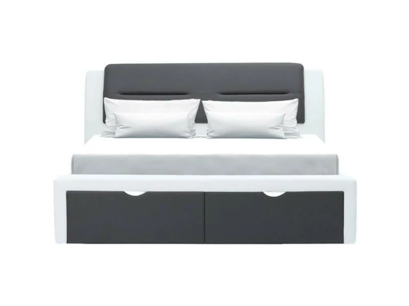 GPASPLUS Scarlette Lit Adulte Contemporain Avec Tiroirs De Rangement - Simili Gris Fonce/blanc - Sommier Inclus - 140 X 190 Cm 3 GPASPLUS Scarlette Lit Adulte Contemporain Avec Tiroirs De Rangement - Simili Gris Fonce/blanc - Sommier Inclus - 140 X 190 Cm
