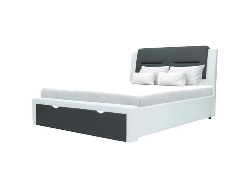 GPASPLUS Scarlette Lit Adulte Contemporain Avec Tiroirs De Rangement - Simili Gris Fonce/blanc - Sommier Inclus - 140 X 190 Cm 6 GPASPLUS Scarlette Lit Adulte Contemporain Avec Tiroirs De Rangement - Simili Gris Fonce/blanc - Sommier Inclus - 140 X 190 Cm – Image 4