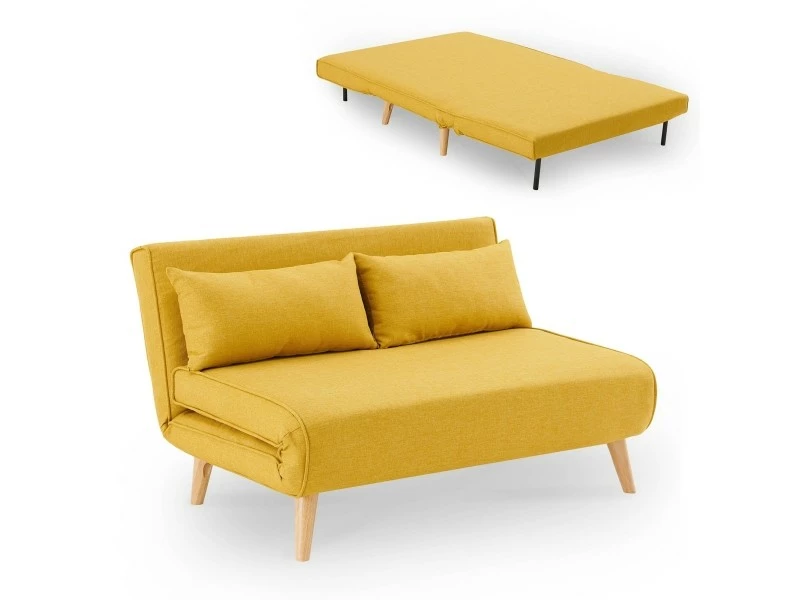 DECO_IN_PARIS Banquette Convertible 2 Places En Tissu Jaune Tonka 3 DECO_IN_PARIS Banquette Convertible 2 Places En Tissu Jaune Tonka