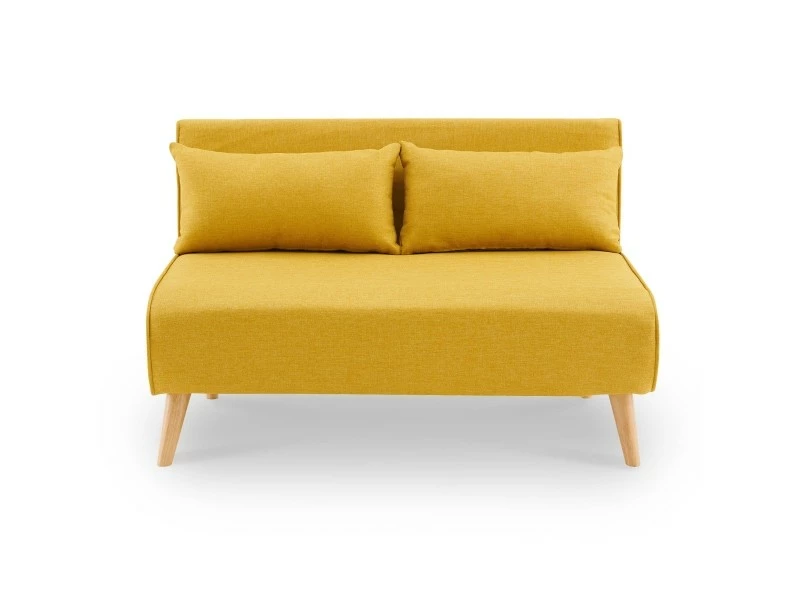 DECO_IN_PARIS Banquette Convertible 2 Places En Tissu Jaune Tonka 4 DECO_IN_PARIS Banquette Convertible 2 Places En Tissu Jaune Tonka – Image 2