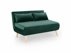 Banquette Convertible 2 Places En Velours Vert Tonka -Banquette Soldes Magasin G CNF B37178986 C