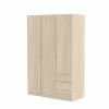 Armoire à Trois Portes Avec Barre-penderie, étagères Et Tiroirs, Couleur Chêne, Mesures En Cm 180 X 121 X 52