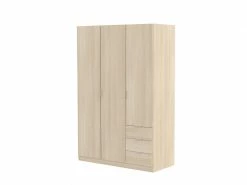 Armoire à Trois Portes Avec Barre-penderie, étagères Et Tiroirs, Couleur Chêne, Mesures En Cm 180 X 121 X 52