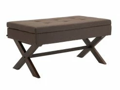 Banquette Namaro En Tissu Avec Espace De Rangement Pieds Bois De Caoutchouc , Marron/antique