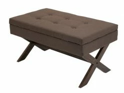 Banquette Namaro En Tissu Avec Espace De Rangement Pieds Bois De Caoutchouc , Marron/antique -Banquette Soldes Magasin G CNF C33738723 E