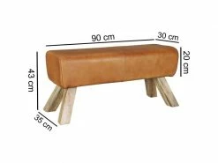 Finebuy Bois Massif Cuir Banc 90 X 43 X 30 Cm Style Rétro | Rembourré Banc | Banc En Cuir Salle à Manger Brun | Petit Banquette De Lit Cuir Véritable Banc Couloir -Banquette Soldes Magasin G CNF C93964304 D