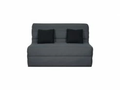 Banquette Bz Dunlopillo - Tissu Gris + 2 Coussins Noir - L 140 X P 99 X H 98 Cm - Alice