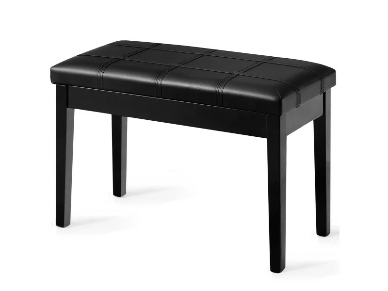 Banquette Piano Avec Coussin Rayé Rembourré En Cuir Pu Et Compartiment De Rangement, Pour Usage Professionnel/privé, Noir 3 Banquette Piano Avec Coussin Rayé Rembourré En Cuir Pu Et Compartiment De Rangement, Pour Usage Professionnel/privé, Noir