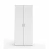 Dmora Armoire Avec Deux Portes Battantes, Avec Deux étagères Et Barre De Penderie, Couleur Blanche, 77 X 175 X 49 Cm. -Banquette Soldes Magasin G CNF D61591121 D
