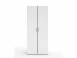 Dmora Armoire Avec Deux Portes Battantes, Avec Deux étagères Et Barre De Penderie, Couleur Blanche, 77 X 175 X 49 Cm.