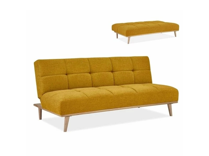 Meghan - Banquette Clic Clac Scandinave 3 Places Jaune 3 Meghan - Banquette Clic Clac Scandinave 3 Places Jaune