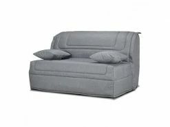 MEUBLETMOI Banquette Lit Bz 140x190 Cm En Tissu Gris Matelas 12 Cm – Buzzy