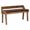 Finebuy Banc Banc En Cuir Véritable / Bois Massif 108x63x43 Cm | Banc Rembourré Avec Dossier | Banc Couloir Chambre Marron | Petit Banc De Lit En Cuir -Banquette Soldes Magasin G CNF D99735780 B