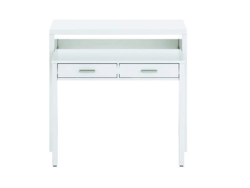 Dmora Bureau Console Extensible Avec Deux Tiroirs, Couleur Blanche, 87,5 X 98,5 X 36 Cm (extensible Jusqu'à 66 Cm Lorsqu'il Est Ouvert). 7 Dmora Bureau Console Extensible Avec Deux Tiroirs, Couleur Blanche, 87,5 X 98,5 X 36 Cm (extensible Jusqu'à 66 Cm Lorsqu'il Est Ouvert). – Image 5