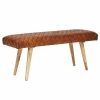 Finebuy Banc Banc En Cuir Véritable / Bois Massif 115x53x38 Cm | Banquette 2 Places Rembourrée Salle à Manger Marron | Petit Banc De Lit En Cuir | Mobilier De Hall D'entrée -Banquette Soldes Magasin G CNF F26069417 B