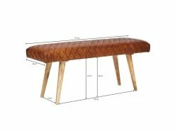 Finebuy Banc Banc En Cuir Véritable / Bois Massif 115x53x38 Cm | Banquette 2 Places Rembourrée Salle à Manger Marron | Petit Banc De Lit En Cuir | Mobilier De Hall D'entrée -Banquette Soldes Magasin G CNF F26069417 E