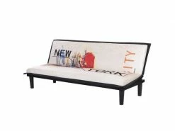 GPASPLUS Cassy Banquette Clic Clac 3 Places Imprimé New York - Tissu Gris Clair - L 179 X P 79 X H 74 Cm -Banquette Soldes Magasin G CNF F95289344 D