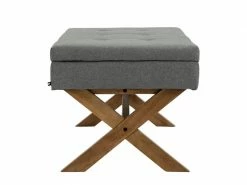 Banquette Namaro En Tissu Avec Espace De Rangement Pieds Bois De Caoutchouc , Gris/antique Clair -Banquette Soldes Magasin G CNF G93939912 D