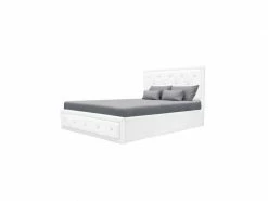 GPASPLUS Virginia Lit Coffre Adulte 160x200 Cm - Simili Blanc - Sommier Inclus