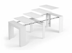 Dmora Table Console Extensible, Blanc Brillant, 90 X 78 X 51 Cm (jusqu'à 237 Avec Rallonges). -Banquette Soldes Magasin G CNF I99760131 E