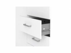 Armoire 2 Portes 3 Tiroirs 77,6 X 200,4 X 49,5, Structure En Feuille De Laminé, Blanc