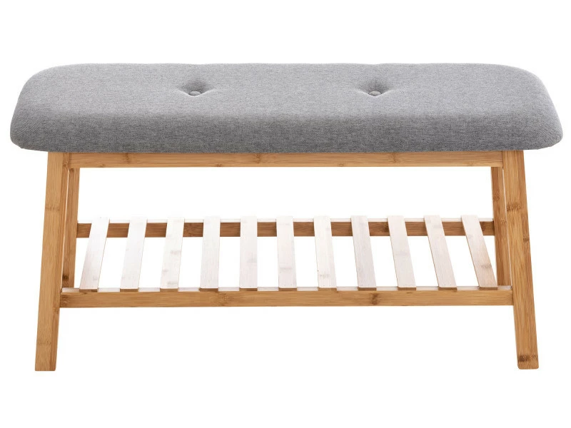 Banquette Marne En Tissu Avec Pieds Carrés En Bois De Bambou , Gris/90 Cm 4 Banquette Marne En Tissu Avec Pieds Carrés En Bois De Bambou , Gris/90 Cm – Image 2
