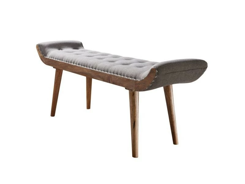 Finebuy Tissu / Bois Massif Gris 125x51x38 Cm Chesterfield Design | Couloir De Banc Rembourré | Banquette De Lit En Tissu 2 Personnes | Banc De Couloir Moderne 3 Finebuy Tissu / Bois Massif Gris 125x51x38 Cm Chesterfield Design | Couloir De Banc Rembourré | Banquette De Lit En Tissu 2 Personnes | Banc De Couloir Moderne