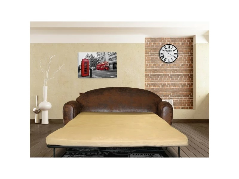 Canapé Convertible 3 Places Marron Aspect Vieilli - Cuba 5 Canapé Convertible 3 Places Marron Aspect Vieilli - Cuba – Image 3