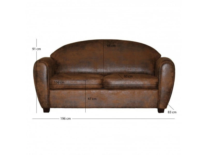 Canapé Convertible 3 Places Marron Aspect Vieilli - Cuba 7 Canapé Convertible 3 Places Marron Aspect Vieilli - Cuba – Image 5