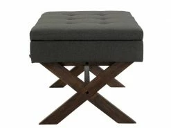 Banquette Namaro En Tissu Avec Espace De Rangement Pieds Bois De Caoutchouc , Gris Foncé/antique -Banquette Soldes Magasin G CNF J98614047 D