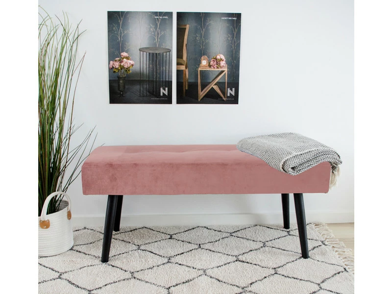 Banc En Tissu Coloris Rose - Dim : 100 X 44 X 35 Cm -pegane- 6 Banc En Tissu Coloris Rose - Dim : 100 X 44 X 35 Cm -pegane- – Image 4