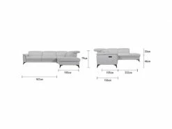 GPASPLUS Canape Dangle Droit Avec 1 Place Relax Electrique - Tissu Gris - L 292 X P 232 X H 99 Cm - Melbourne -Banquette Soldes Magasin G CNF L54368064 E