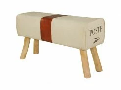 Finebuy Bois Massif Banc Tissu 91 X 51 X 30 Cm Style Rétro | Rembourré Banc | Banc En Cuir Salle à Manger Brun | Petit Banquette De Lit Tissu Banc Couloir