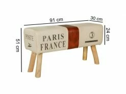 Finebuy Bois Massif Banc Tissu 91 X 51 X 30 Cm Style Rétro | Rembourré Banc | Banc En Cuir Salle à Manger Brun | Petit Banquette De Lit Tissu Banc Couloir -Banquette Soldes Magasin G CNF M15136884 E