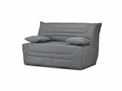 MEUBLETMOI Banquette Lit Bz 140x190 Cm En Tissu Gris Et Matelas 12 Cm - Cyriac