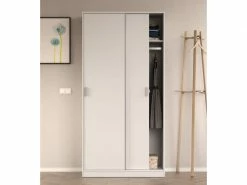 Armoire Avec Deux Portes Coulissantes, Couleur Blanche, 200 X 100 X 50 Cm -Banquette Soldes Magasin G CNF M94409138 D
