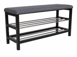 Banc Coloris Gris En Acier / Polyester - 100 X 34 X 50 Cm -pegane-