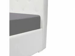 GPASPLUS Lit Adulte 140 X 160 Cm Tete De Lit Capitonnee + Coffre De Rangement - Simili Blanc - Sommier Blanc - Miles -Banquette Soldes Magasin G CNF N63282595 F