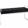 Banc En Tissu Velours Rembourré Noir - 100 X 40 X 56 Cm -pegane- -Banquette Soldes Magasin G CNF O57640615 B