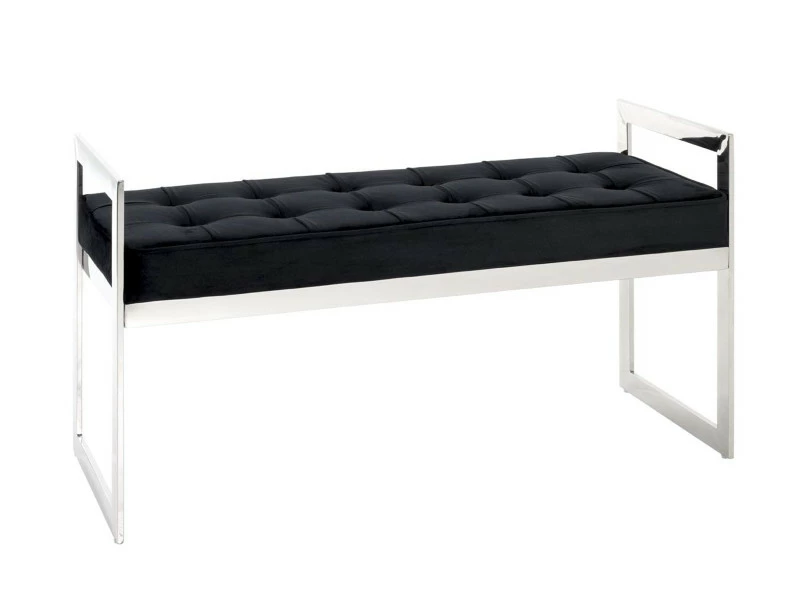 Banc En Tissu Velours Rembourré Noir - 100 X 40 X 56 Cm -pegane- 3 Banc En Tissu Velours Rembourré Noir - 100 X 40 X 56 Cm -pegane-