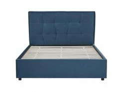 GPASPLUS Octave Lit Adulte 140x190 Cm - Tissu Bleu Fonce - Sommier A Lattes -Banquette Soldes Magasin G CNF O61564512 D