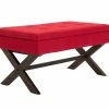 Banquette Namaro En Tissu Avec Espace De Rangement Pieds Bois De Caoutchouc , Rouge/antique