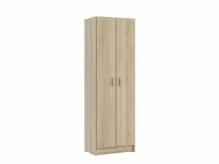 Armoire Multifonction Avec Deux Portes Battantes Et Cinq étagères Réglables En Hauteur, Couleur Chêne, Cm 180 X 59 X 37